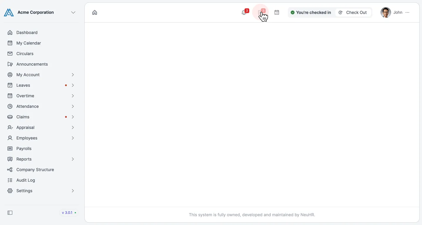 Click the Tasks icon in the top navigation bar