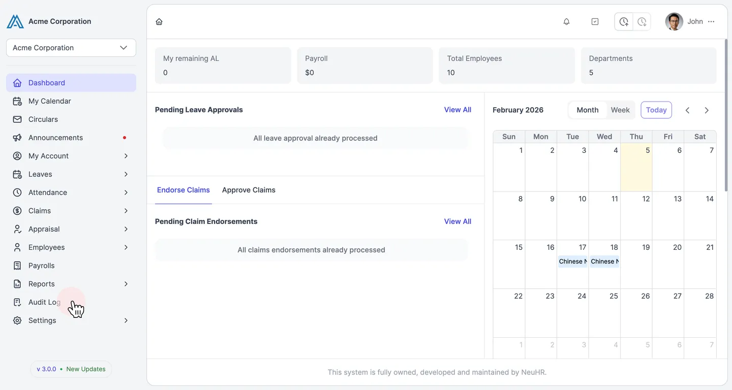Navigate to Audit Log
