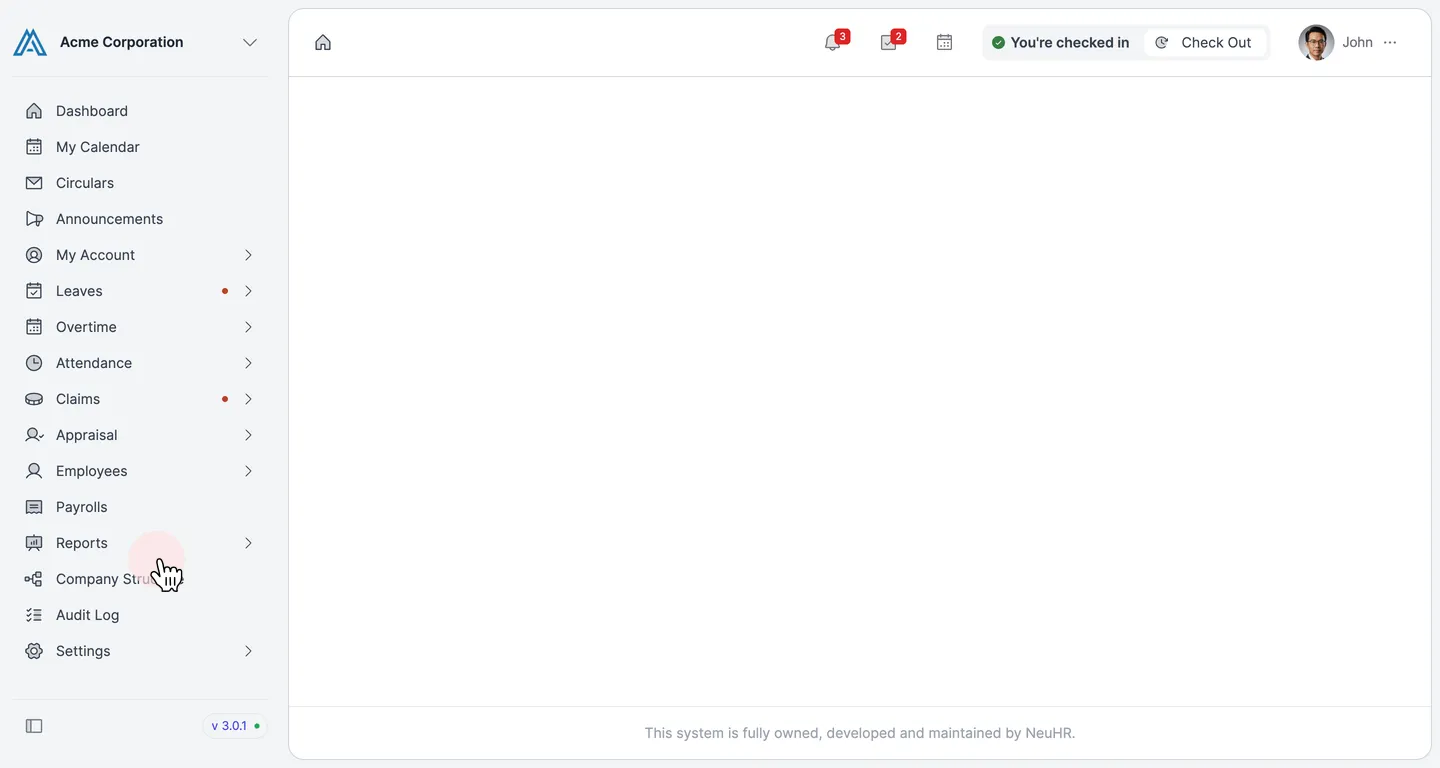 Navigate to Leave Reports