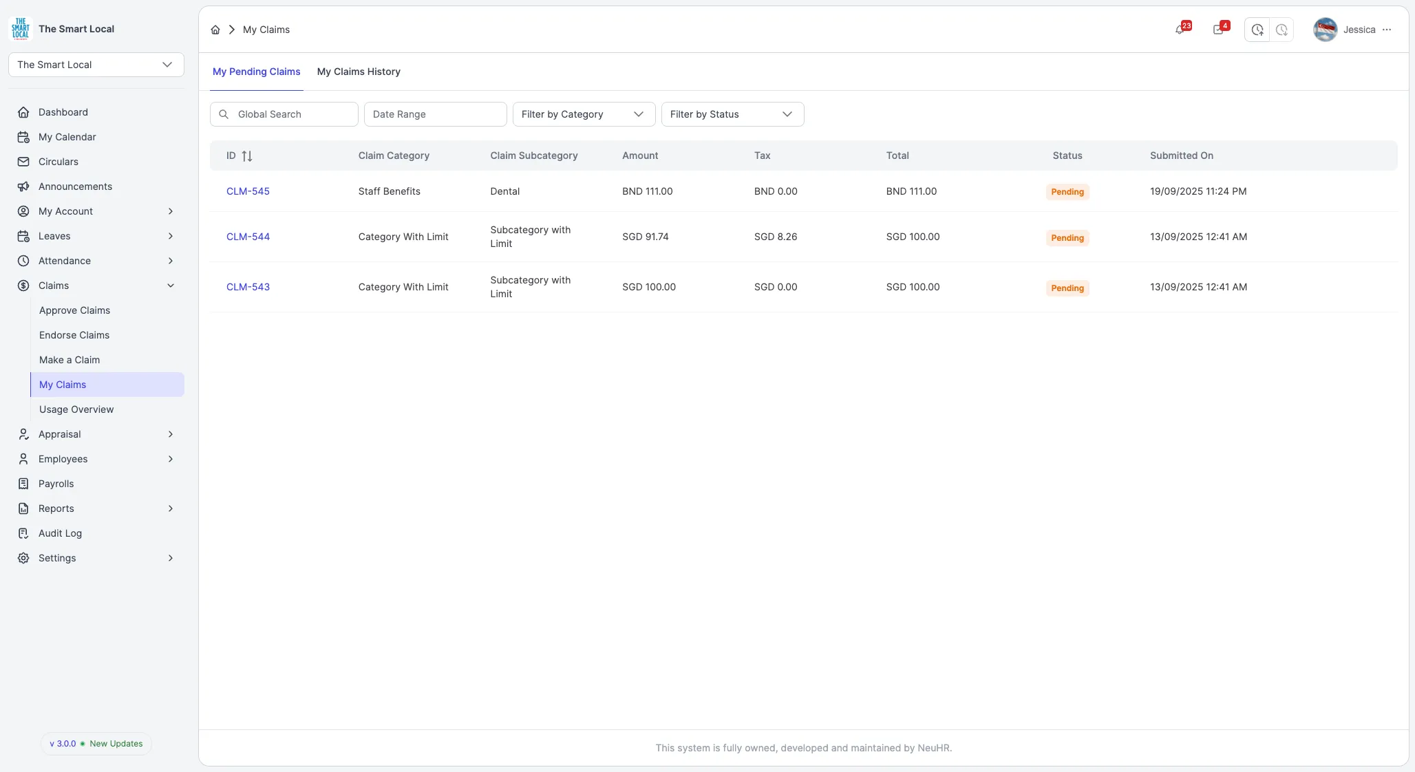 Navigate to Claims Page