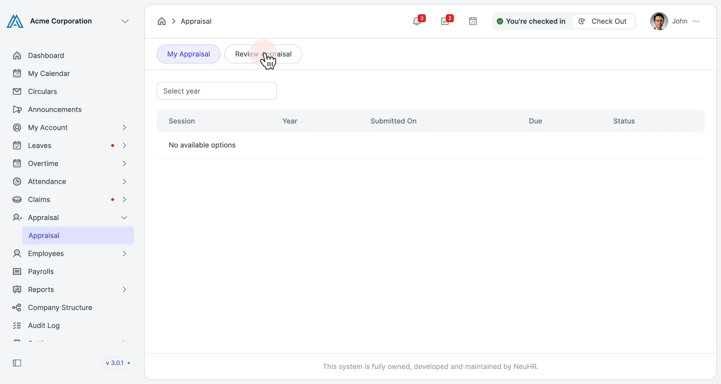 Navigate to Review Appraisal tab