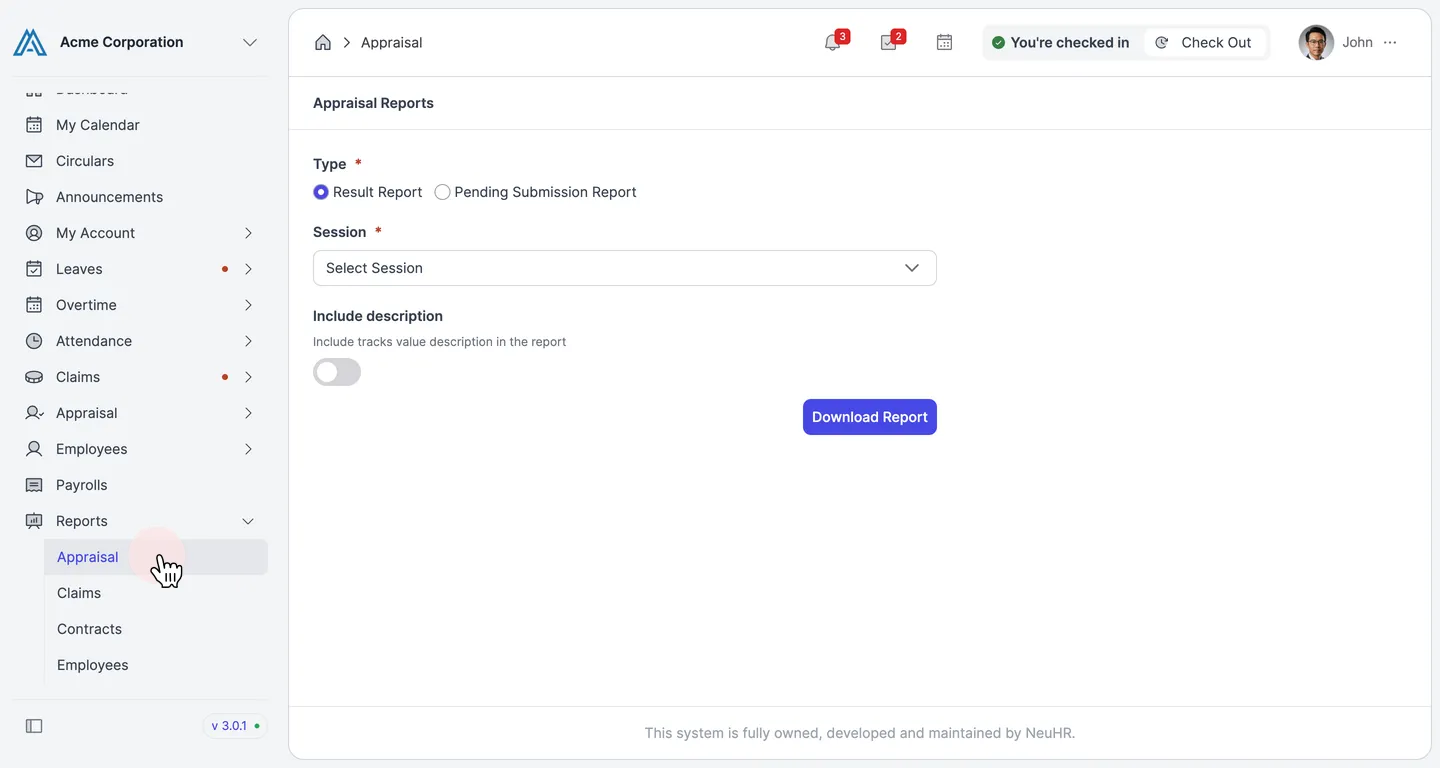 Navigate to Appraisal Reports