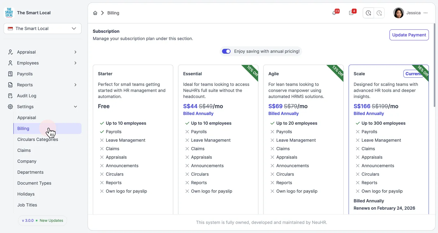 Navigate to Billing