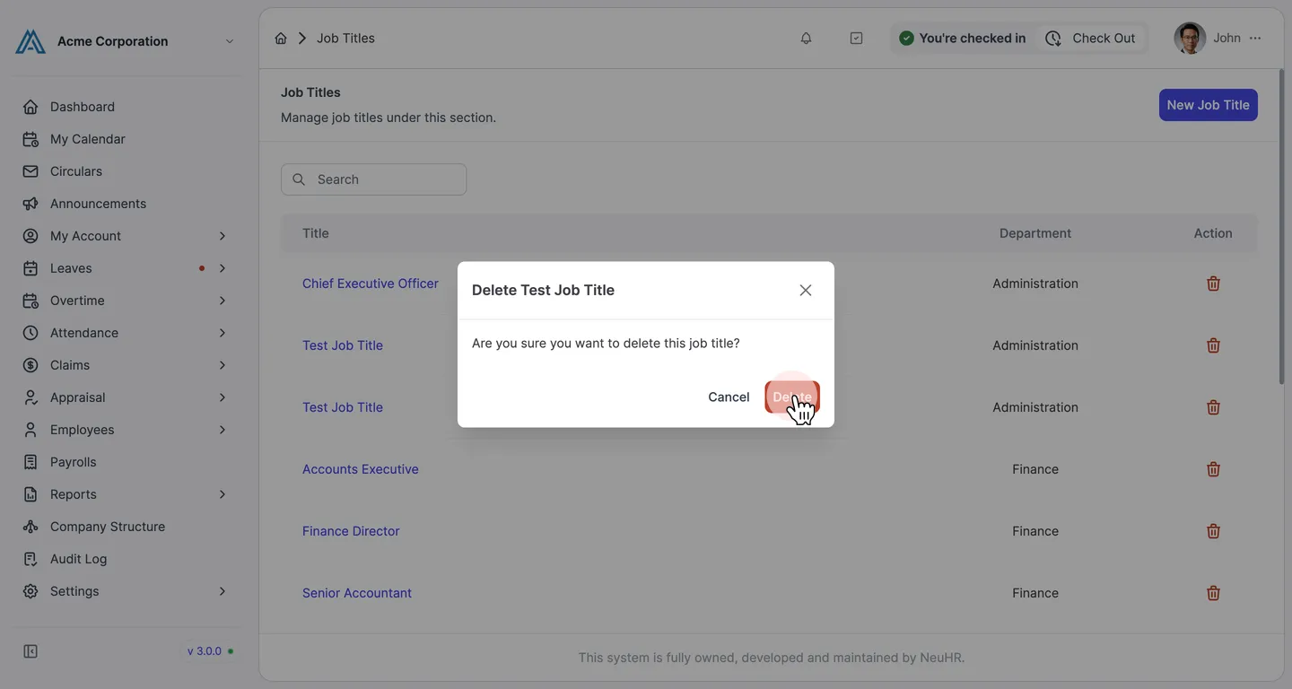 Delete confirmation dialog with Delete button highlighted