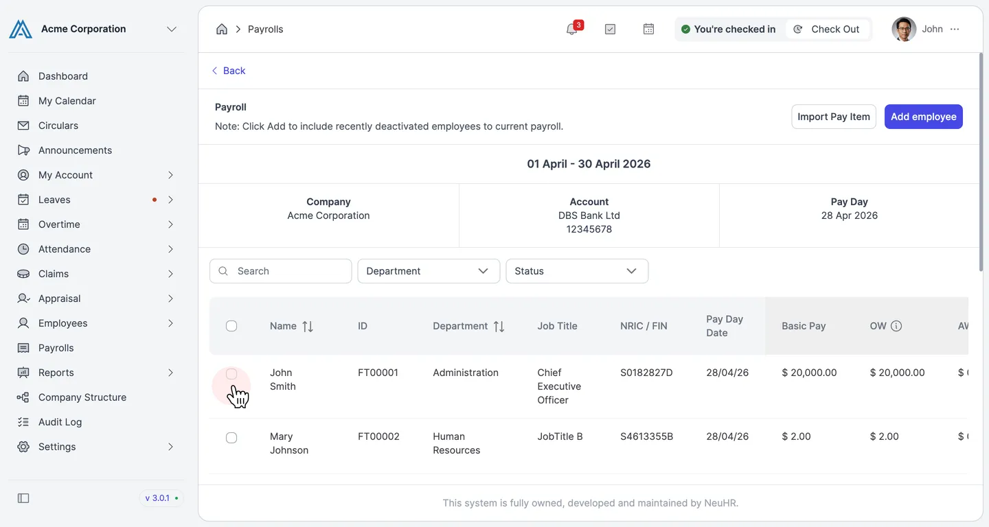 April payroll employee list