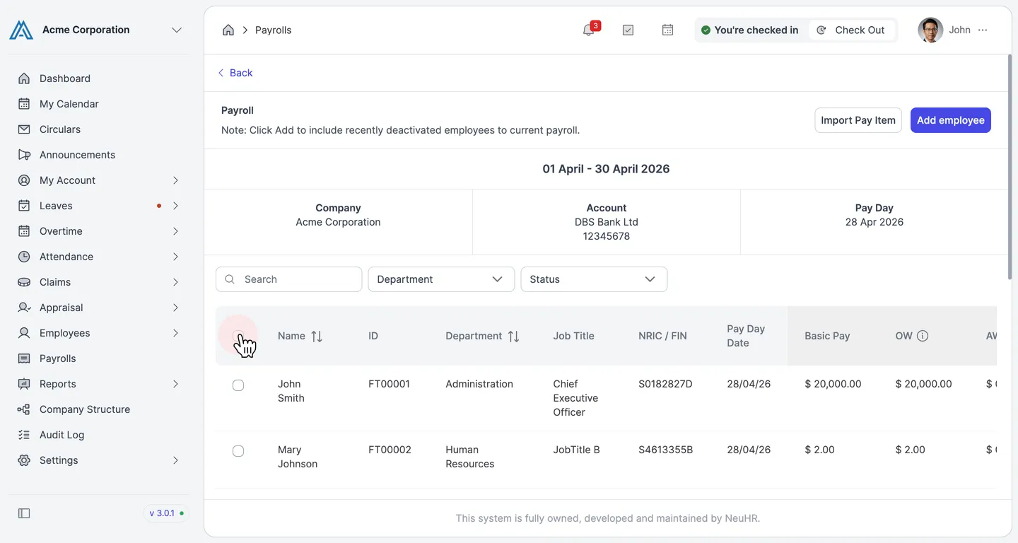 April payroll employee list