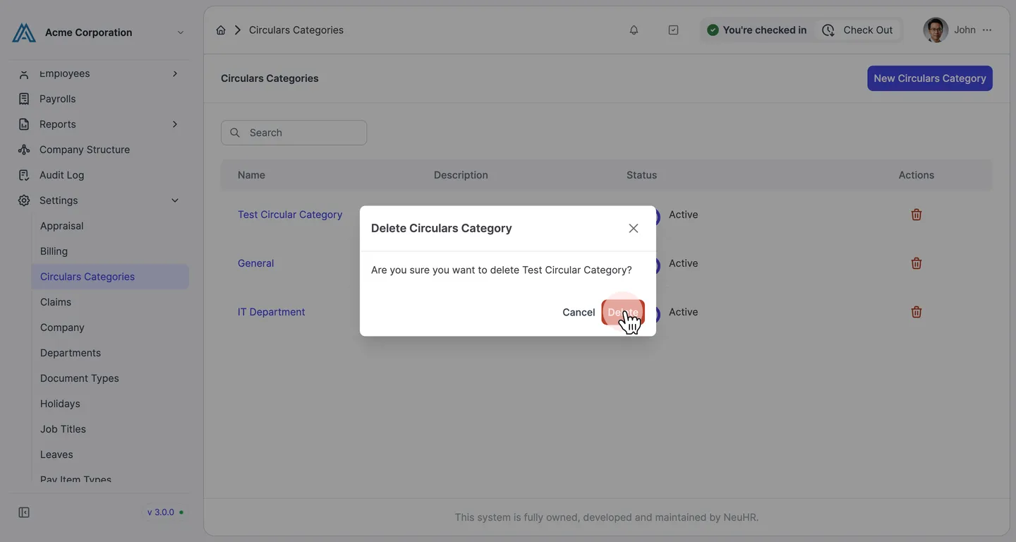 Delete confirmation dialog with Delete button