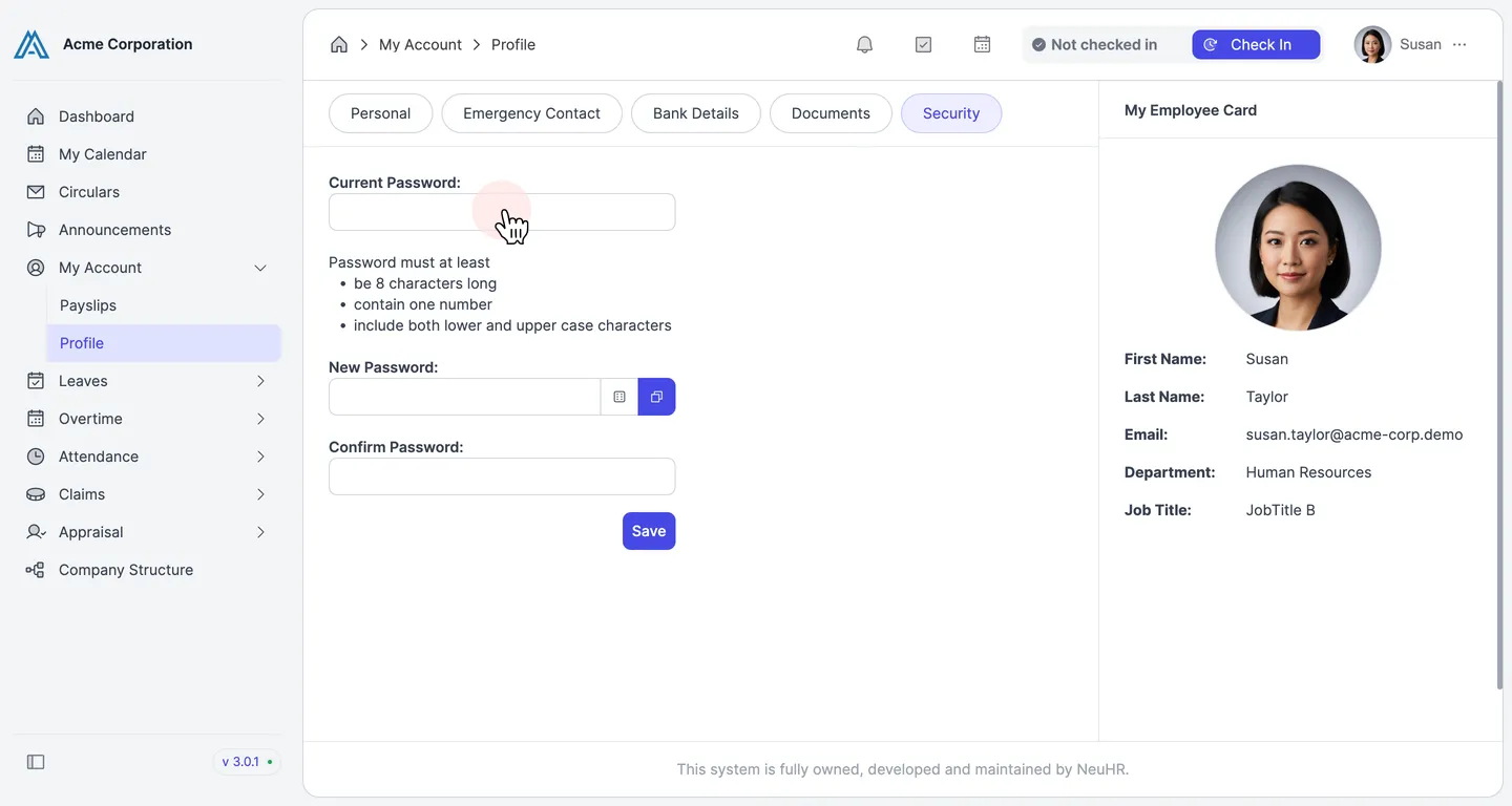 Fill in password fields