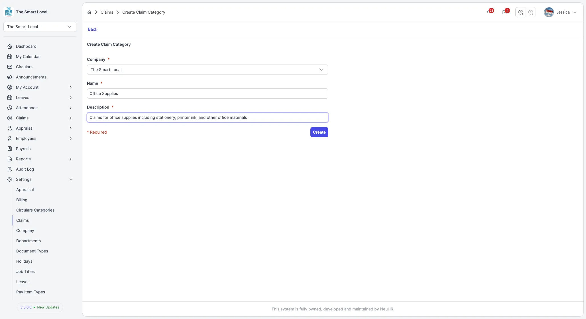 Fill in Category Details