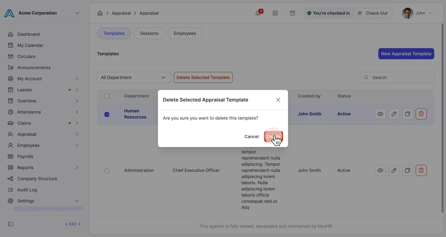 Confirm deletion dialog