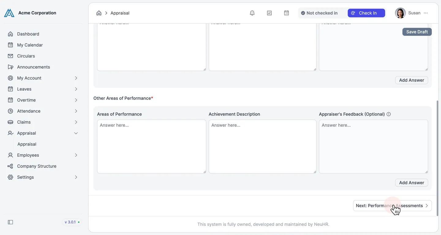 Notable Achievements section with Next button