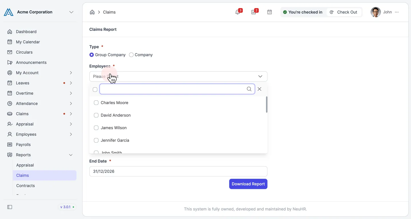 Configure report filters
