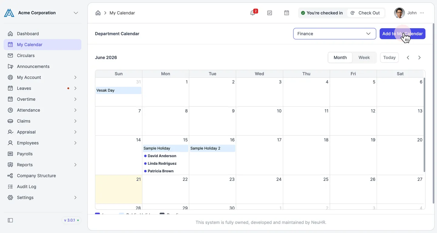 Click Add to My Calendar
