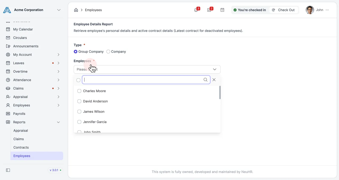 Select employees