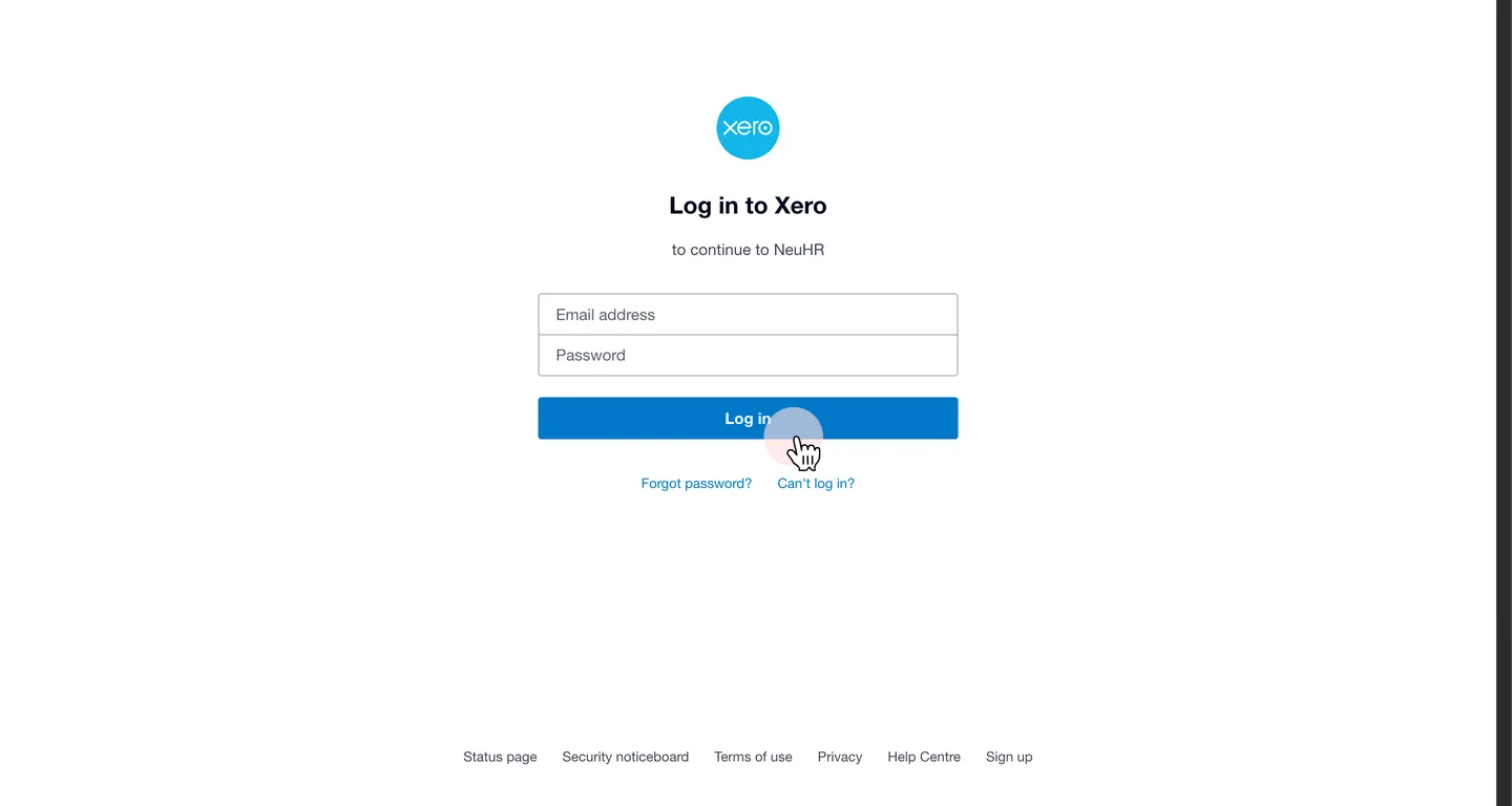 Log in to Xero