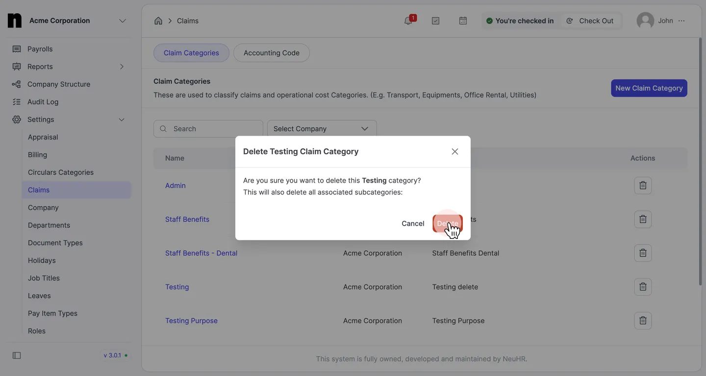 Confirm deletion dialog
