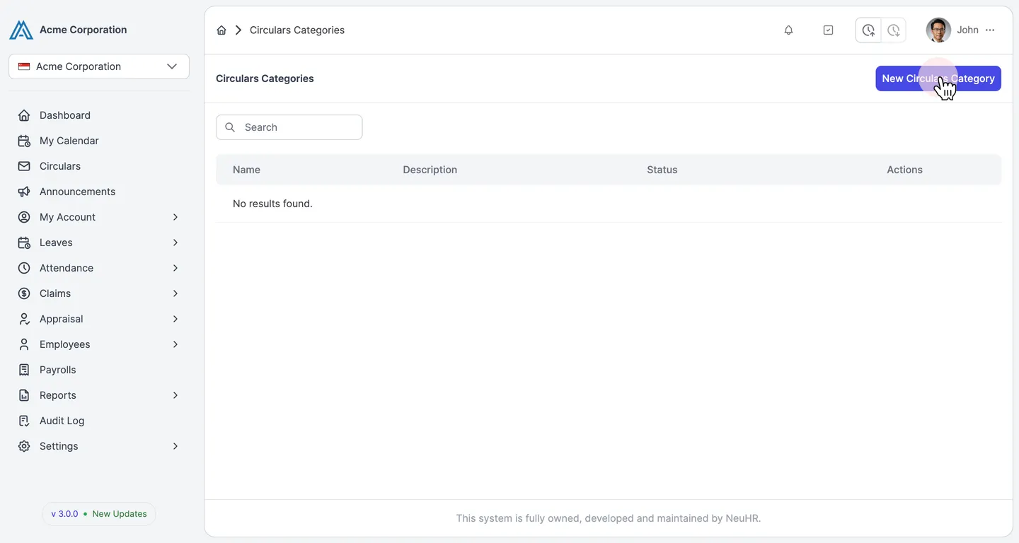 New Circulars Category button