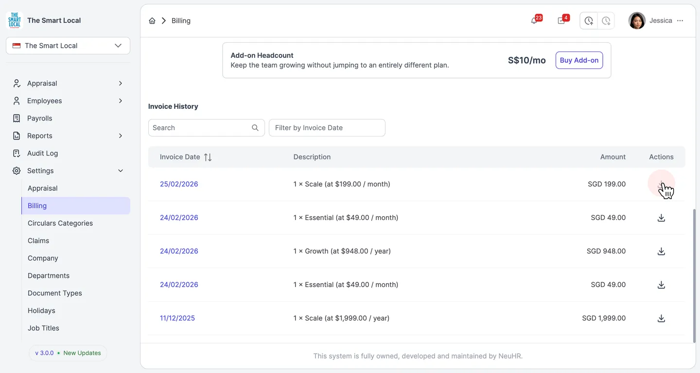 Download invoice