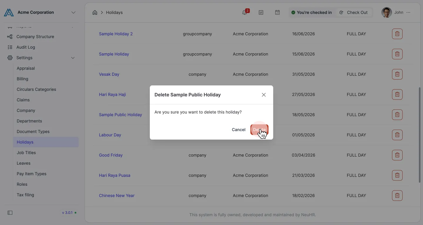 Confirm deletion dialog