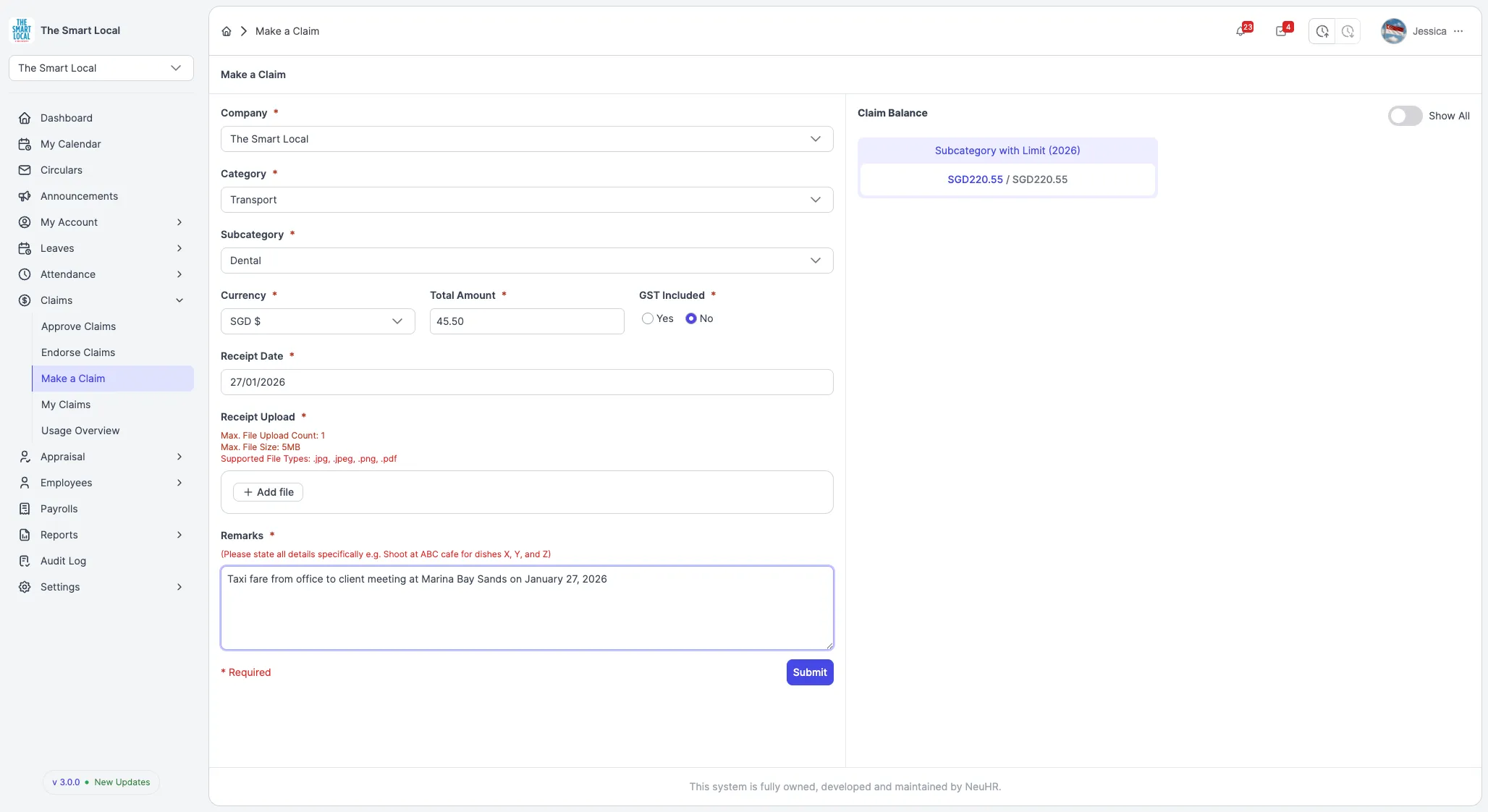 Fill in Claim Details