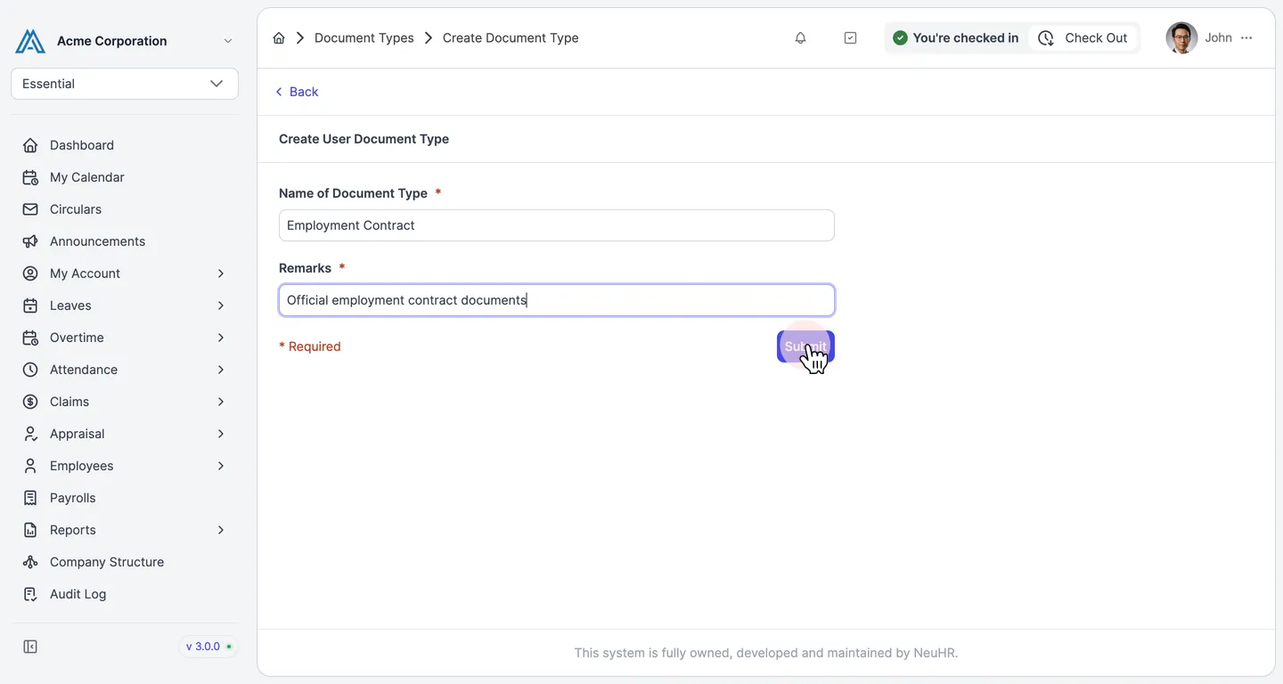 Filled form with Submit button