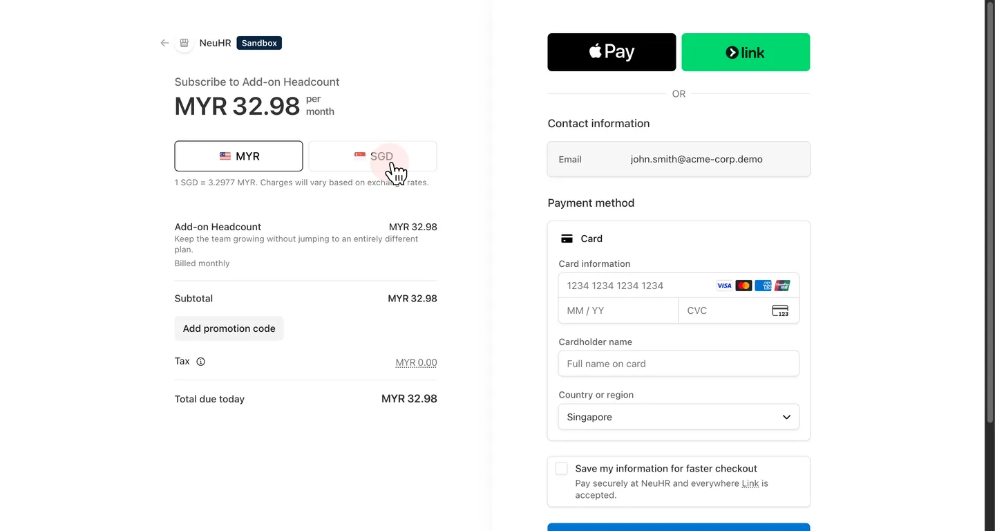 Stripe checkout