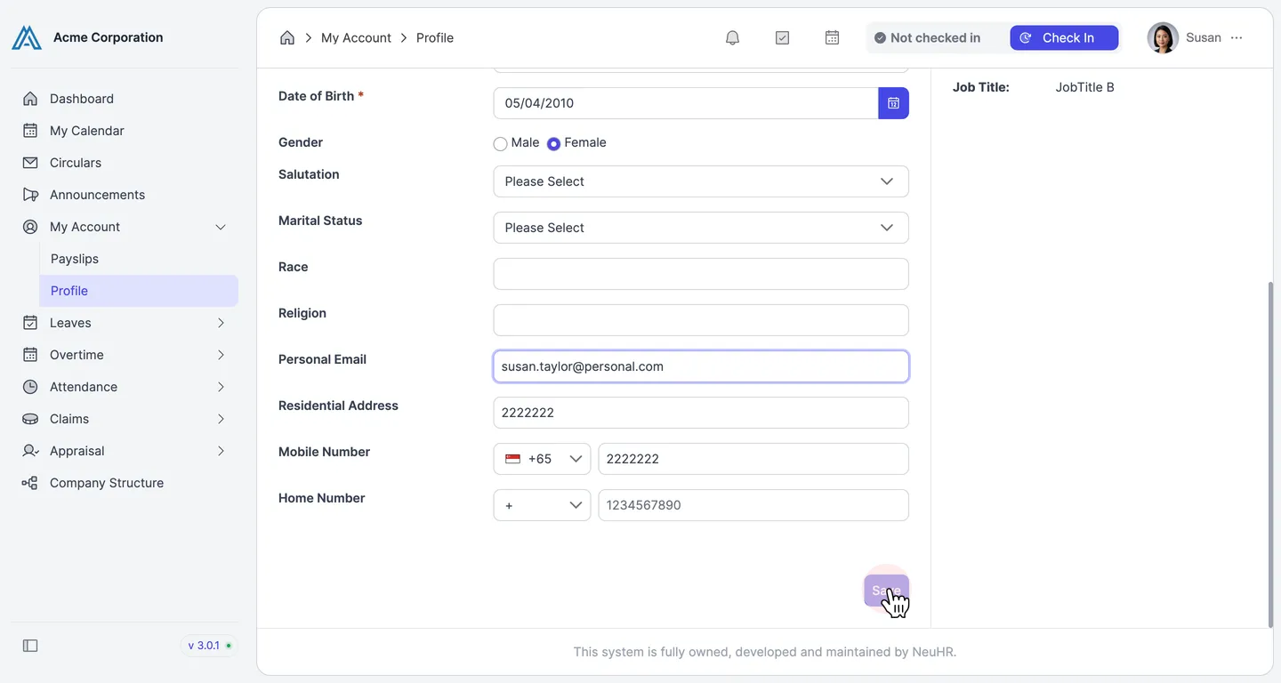 Click Save button