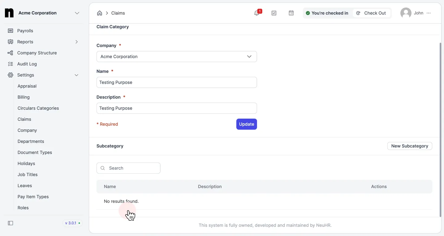 Subcategory list is now empty