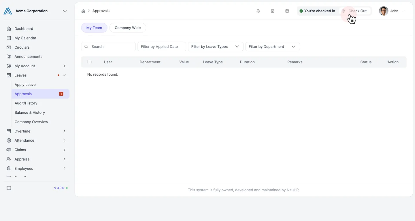Success notification after approval