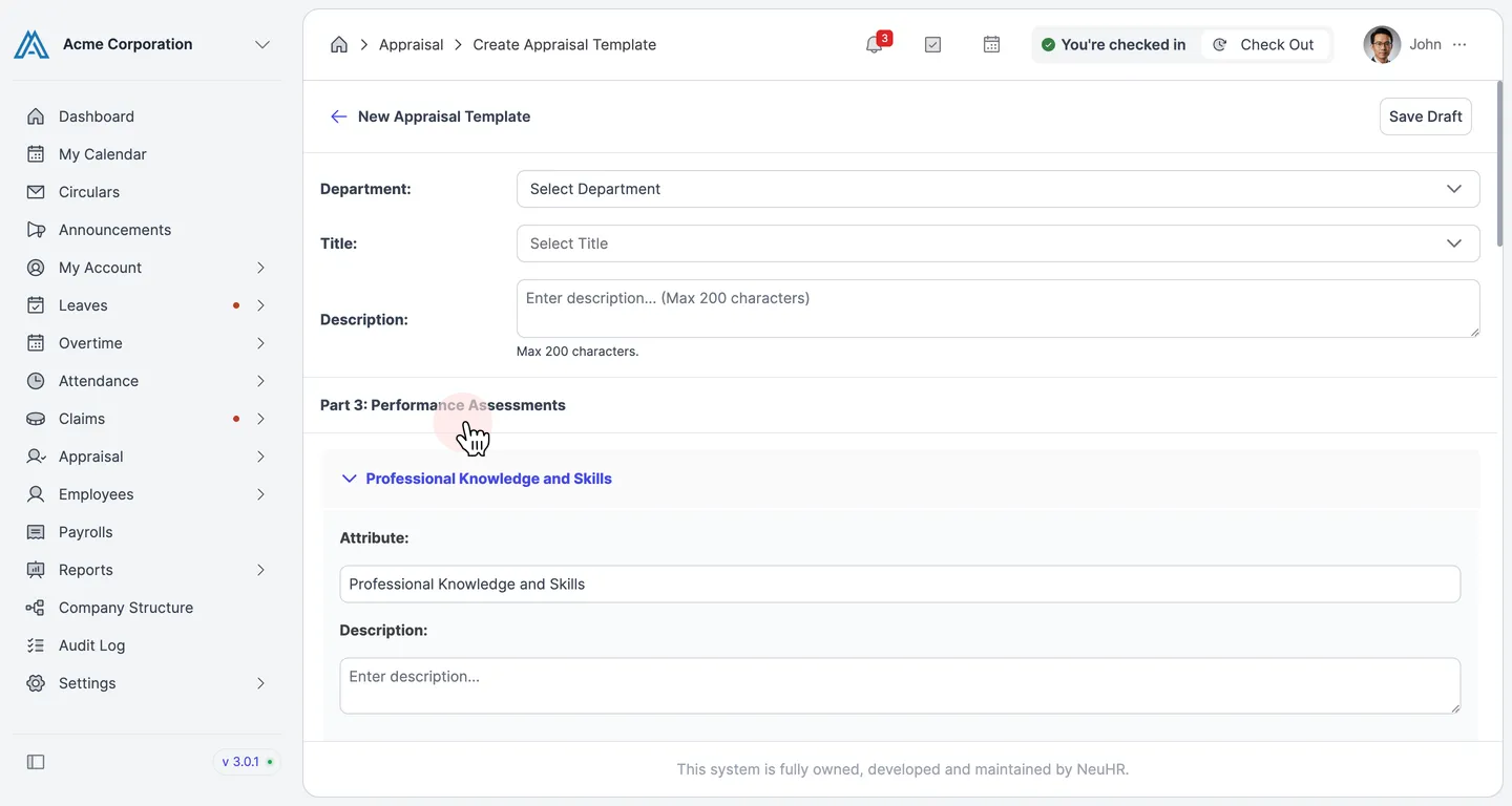 Configure Part 3 Performance Assessments