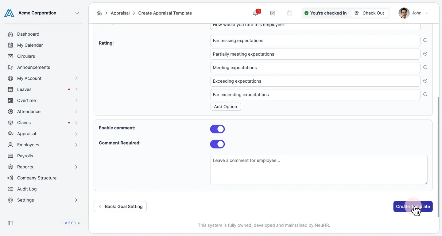Set Overall Rating and create template